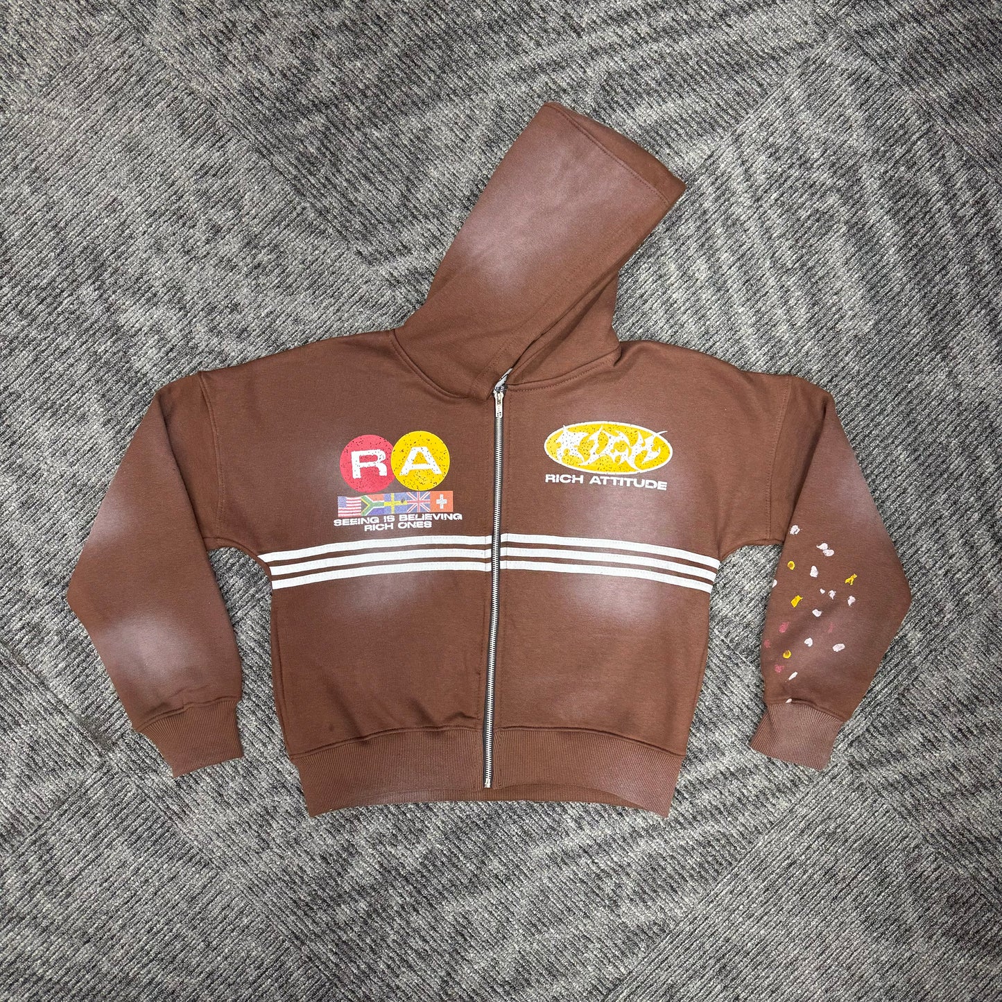 “Rich Ones” Brown Zip Up