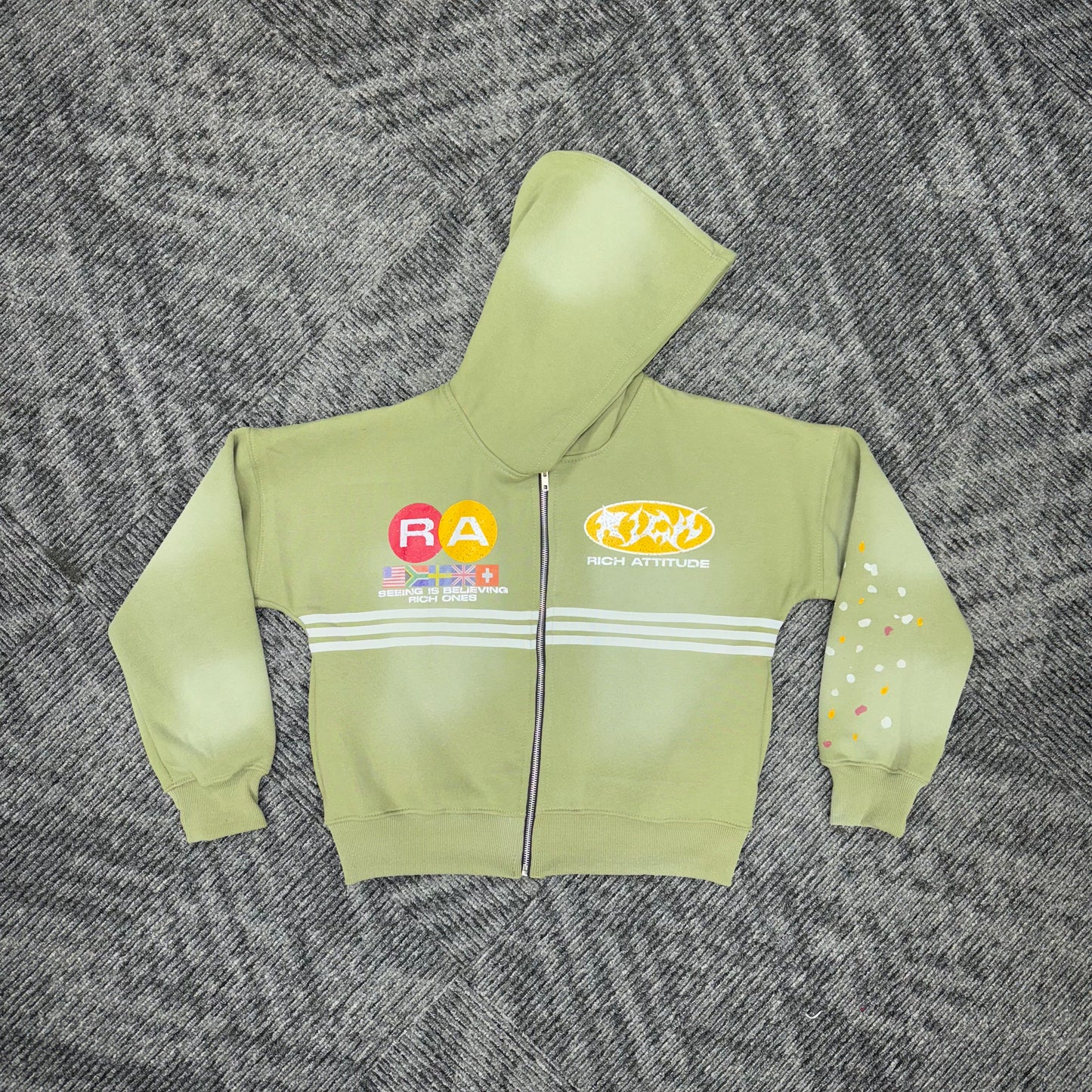 “Rich Ones” Olive Zip-Up